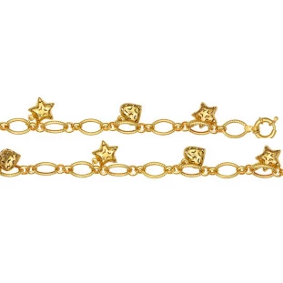 Pulseira de ouro 18k Mooie Ovale com estrelas e coração