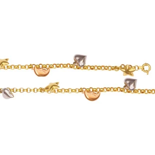 Pulseira de Ouro Berloques 18k Luna Stelle
