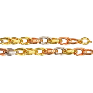 Pulseira de Ouro 18k 3 cores Grossa Catena