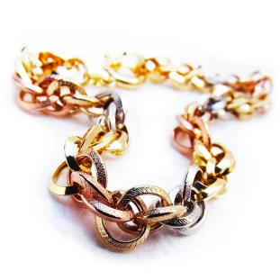 Corrente Ouro Feminina 18k Meticulosa tricolor - 45 cm 